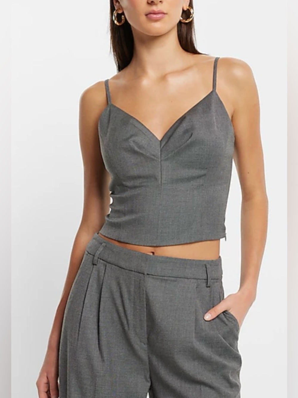 Express Gray V-Neck Spaghetti Strap top size X large